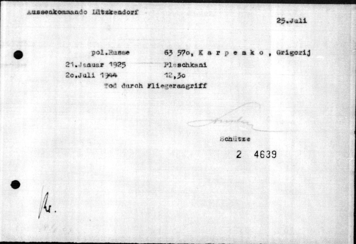 Totenregistrierungsschein Buchenwald